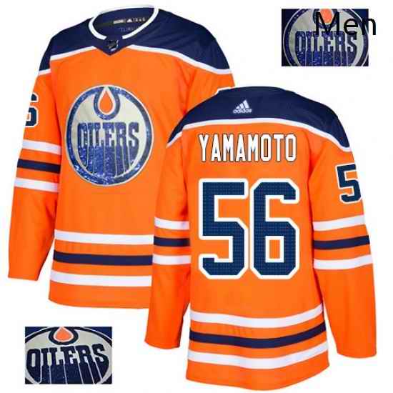 Mens Adidas Edmonton Oilers 56 Kailer Yamamoto Authentic Orange Fashion Gold NHL Jersey